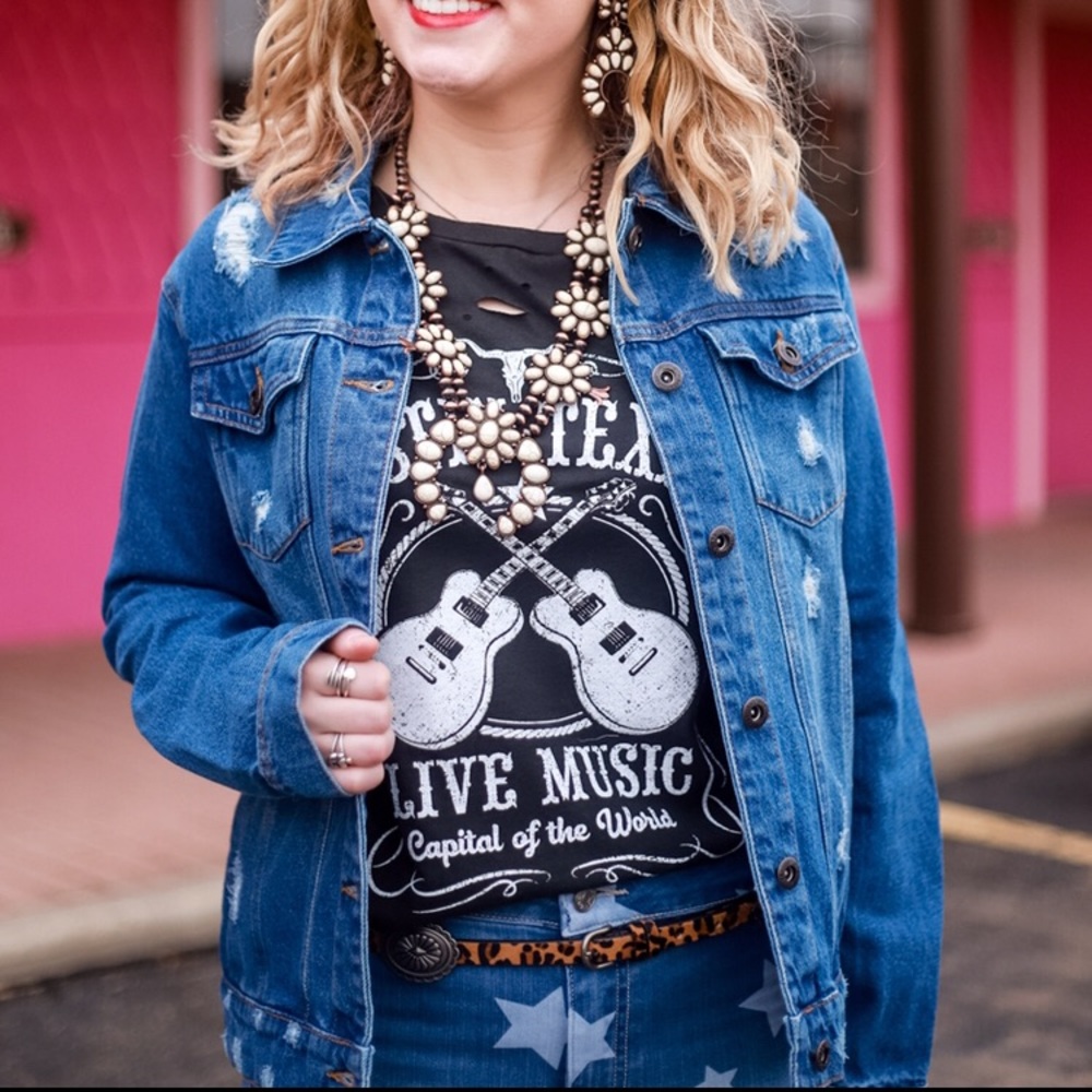 Distressed denim jacket - Picture 4 of 7